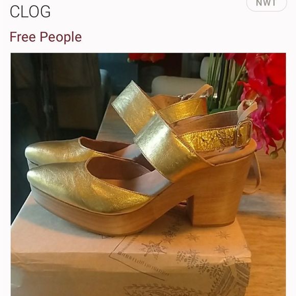 Free People Monaco gold Leather clogs - Picture 3 of 6